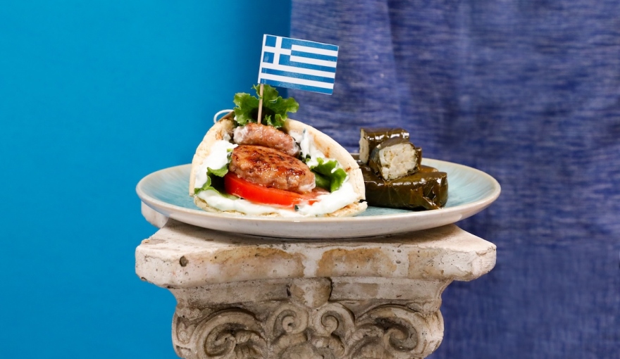 Pita greca con mini hamburger